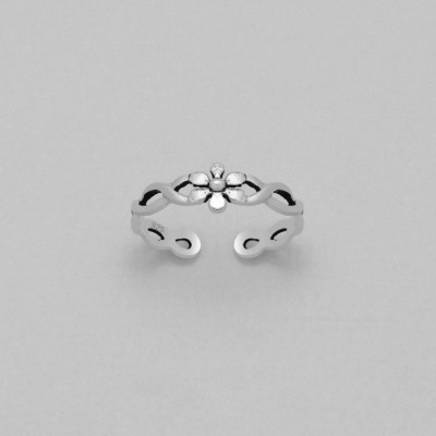 TJS 925 Sterling Silver Flower Braid Band Design Toe Ring Adjustable ...