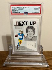 JUSTIN HERBERT 2020 PANINI PLAYBOOK NEXT UP RC #3 PSA 8! CHARGERS _-