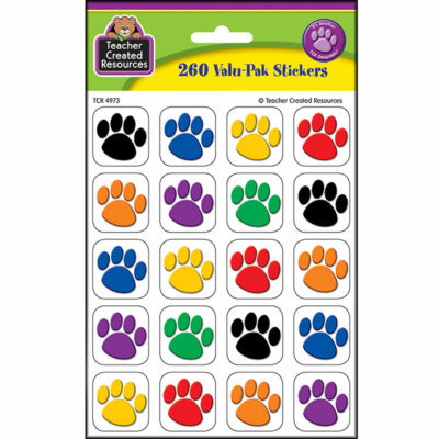 Colorful Paw Print Stickers Valu-Pak (260 pieces) Teacher Created Resources TCR4