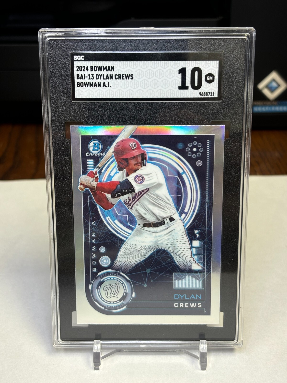 2024 Bowman Chrome #BAI-13 Dylan Crews RC (AI) SGC 10 Washington Nationals
