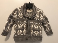 Oshkosh Genuine Kids Boys Gray White Cardigan Size 18 Months