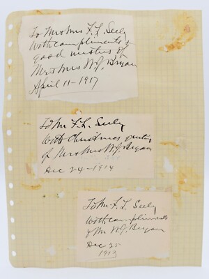Three Hand Written Notes from William Jennings Bryan to Fred Loring Seely