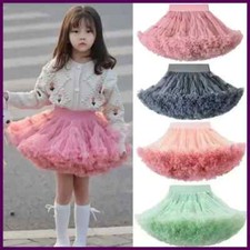 1-8T Lace Skirt Girls Fluffy Chiffon Pettiskirt Solid Colors Tutu Skirts Girl