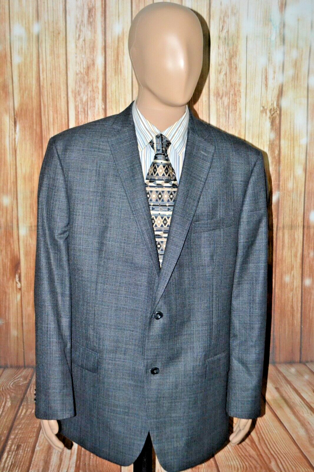 Michael Kors Men Polyester Rayon Check 2 Front Buttons Sports Coat Size 46L