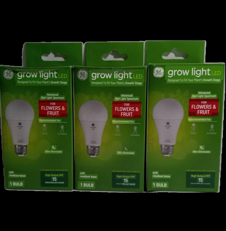 3 GE Grow Light LED 9W Advanced Red Light Spectrum High Output PPF 16 Bulb, A19 - Image 2 of 4