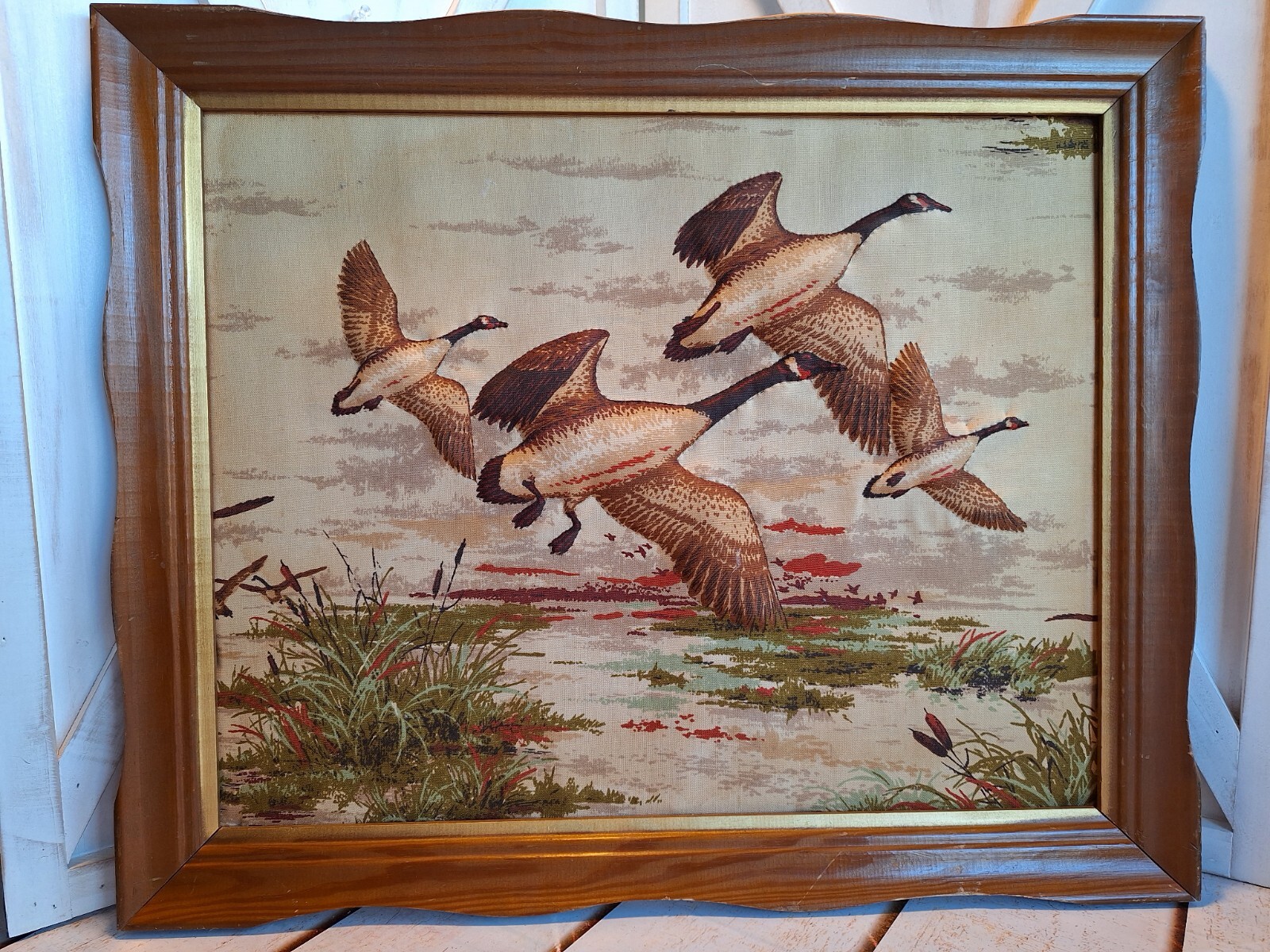 Trapunto of Canada Geese in Flight 3D Quilt Stuffing Technique 23" X 19