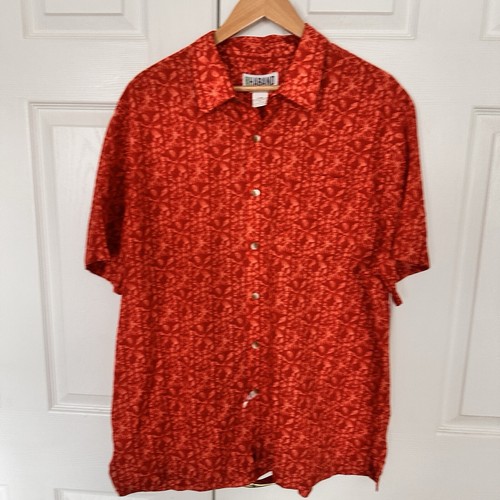 Camicia Haband Uomo XL Rosso Arancione Tropicale Stampa All Over Hawaii Leggera - Foto 2 di 16