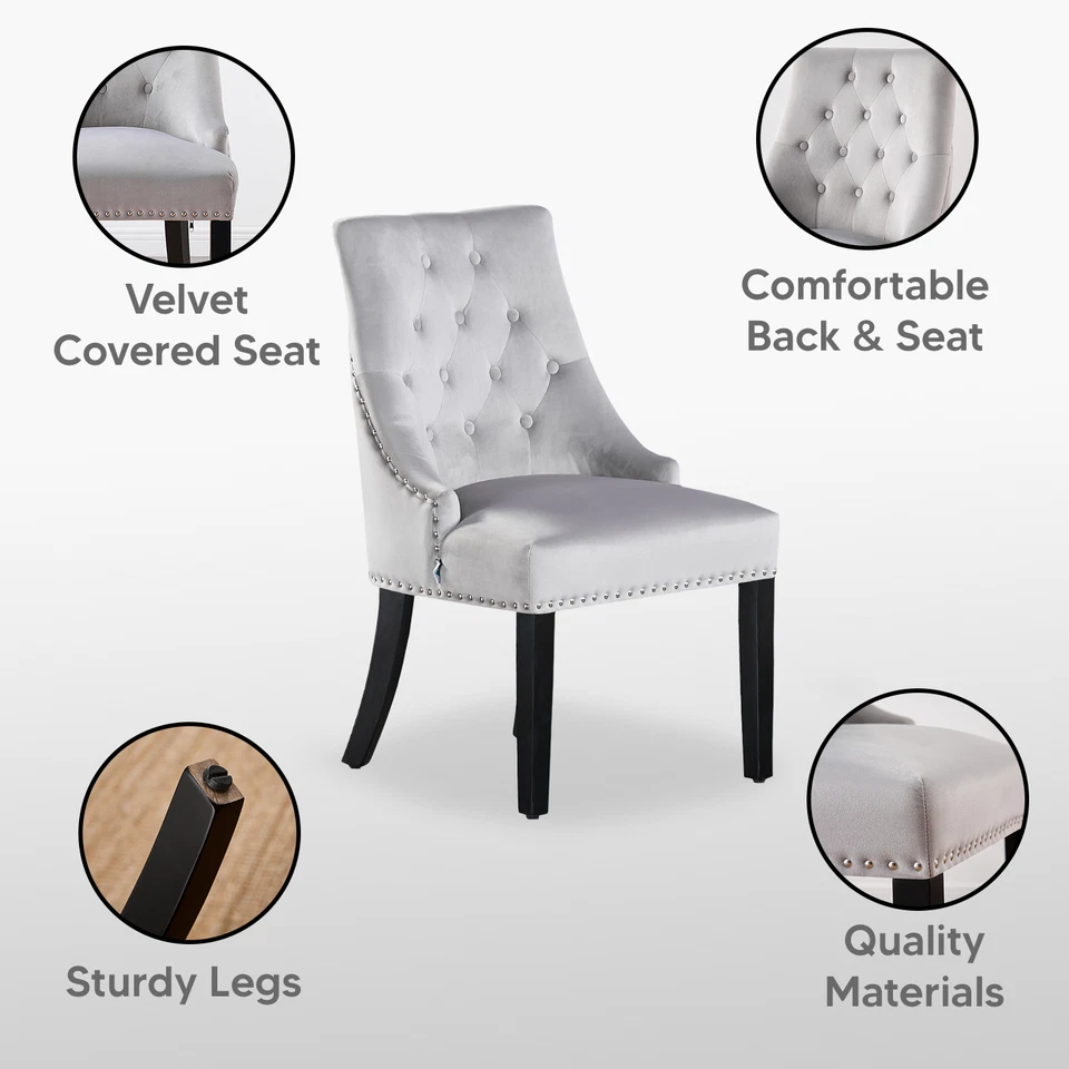 Windsor Terciopelo Tirar Aldaba Tachuelas Comedor Cocina Adorno Sillas Lujo Wow - Imagen 2 de 4