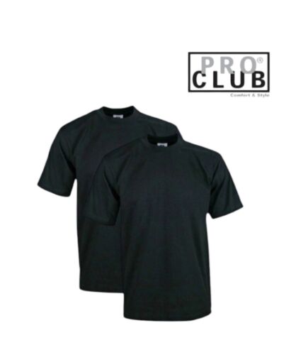 Large Black Pro Club Men's Heavyweight Short Sleeve Crew Neck T-Shirt (2 Pack)