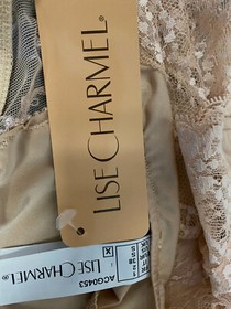 $128 Lise Charmel Women's Beige Floral Lace Stretch Soft Boyshort Size S
