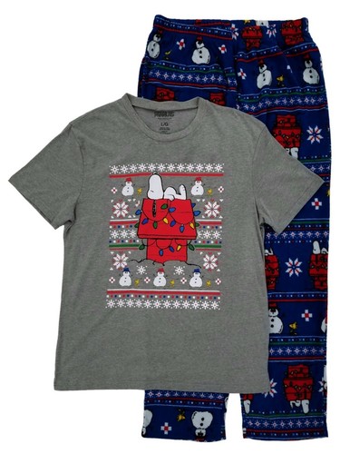 Peanuts Mens Christmas Snoopy Pajamas T 