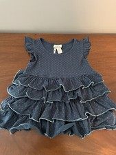 EUC - Matilda Jane Girls Blue Ruffle Polka Dot Shirt Size 4