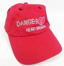 Danger Heartbreaker Proceed With Caution Red Baseball Cap Hat