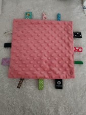Insular Pink minky Tabs Lovey 10 inch lovey Hanging girl soft security blanket