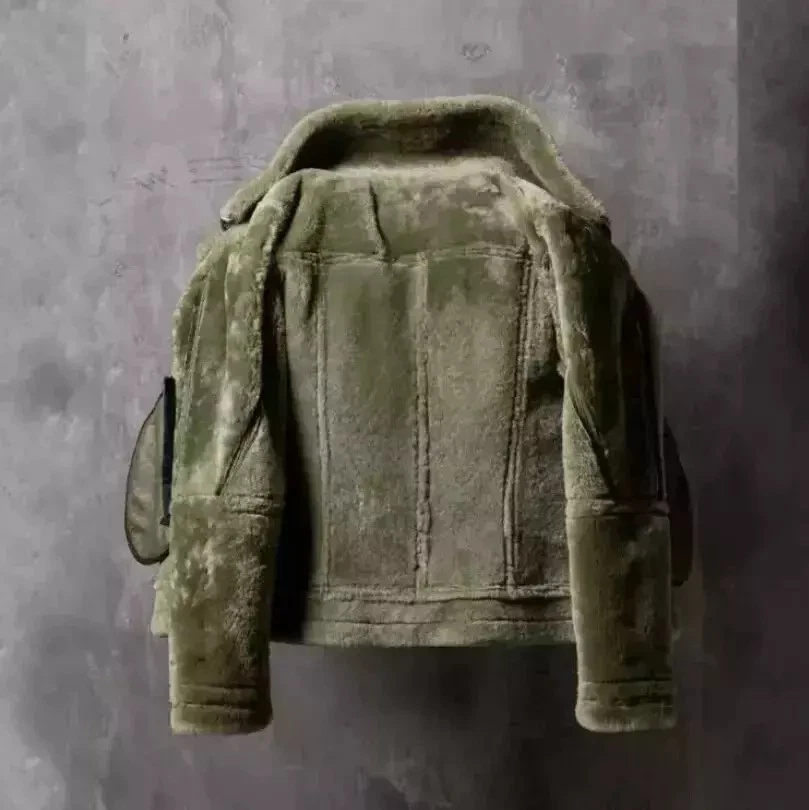 Men's B3 Bomber Aviator RAF Shearling Leather Jacket-Real Sheepskin Pilot Style - Image 4 of 4