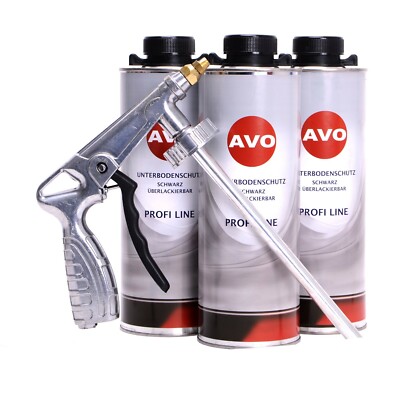 3x AVO Steinschlagschutz überlackierbar schwarz + 1 UBS/HV Spritzpistole A100201