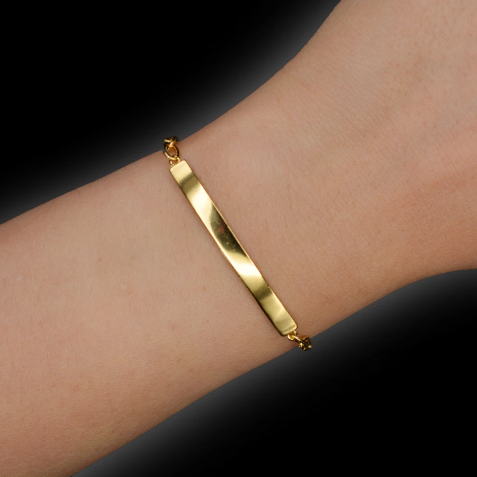 S925 Sterling Silver ID Bracelet Gold Plated & Adjustable - Image 2 of 3