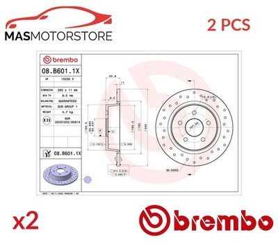 BREMSSCHEIBEN SATZ PAAR HINTEN BREMBO 08B6011X 2PCS P NEU OE QUALITÄT