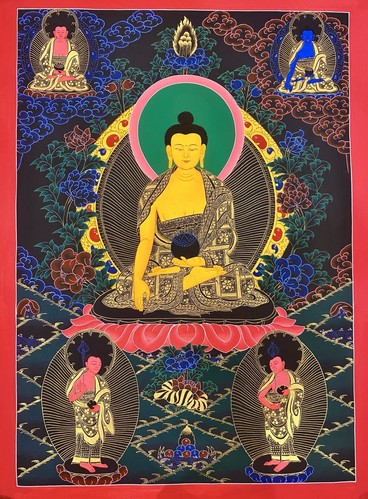Rare hand painted Tibetan Shakyamuni buddha mandala Thangka painting Om yoga 04