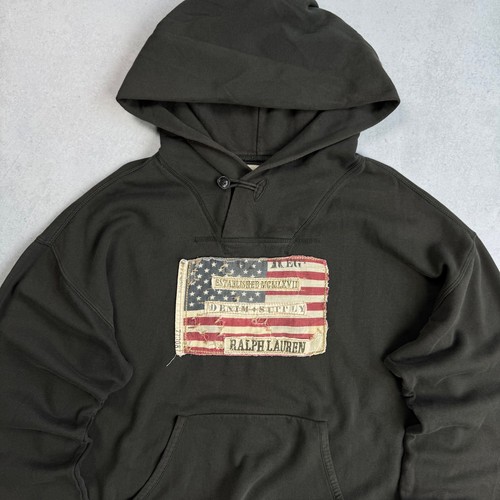 VINTAGE POLO RALPH LAUREN DENIM & SUPPLY AMERICAN FLAG HOODIE MENS SIZE LARGE - Picture 3 of 8
