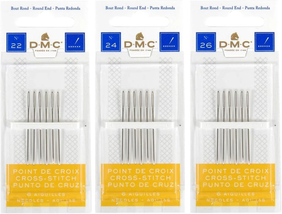 DMC Cross Stitch Needles Sizes 22,24,26 & 28 - Image 1 of 1