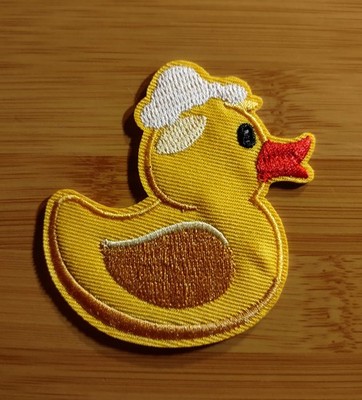 Adorable Cartoon Duck Rubber Ducky Embroidered Iron On Patch 