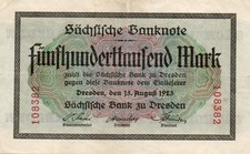 Special genuine German 500000 Mark Saxony Country banknote 1923 very fine c !!!