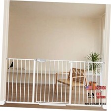 Triple Lock Extra Wide Baby Gate Pressure Mounted 49.21-66.54"/125-169cm White