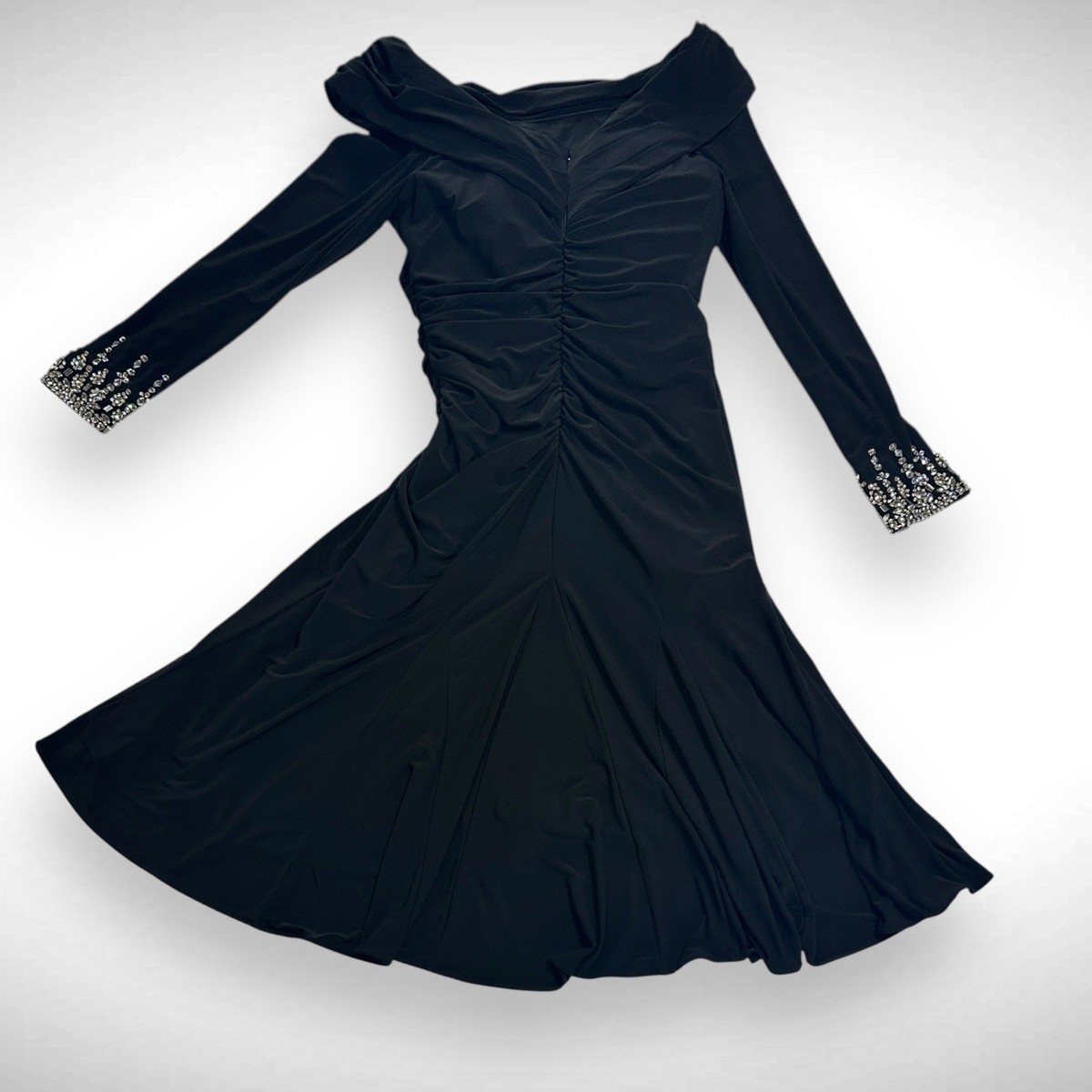 【Mac Duggal】フェイクラップ ロングスリーブ ドレス Faux Wrap Sleeveless V Neck Gown - Mac Duggal