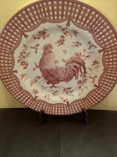 Gallo rojo de porcelana fina Queen's de 10,5” plato de cena inodoro floral borla de guinga