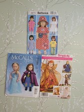 Three Doll Clothes Patterns for 18" dolls Uncut