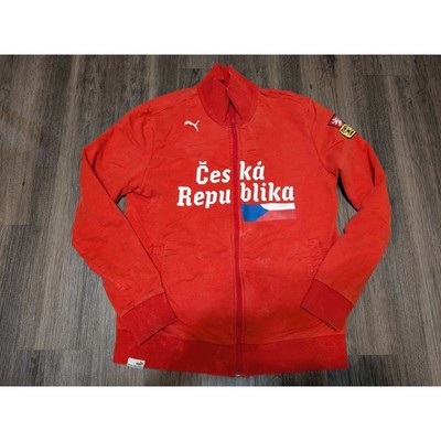 Puma Czech Republic Jacket Mens Medium Red Full Zip Coat Track Top READ FLAWS