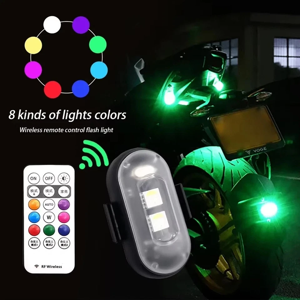 4/8 Pcs Wireless RGB LED Strobe Light W/ Remote Control For Car Bike Motorcycle - Image 4 of 4