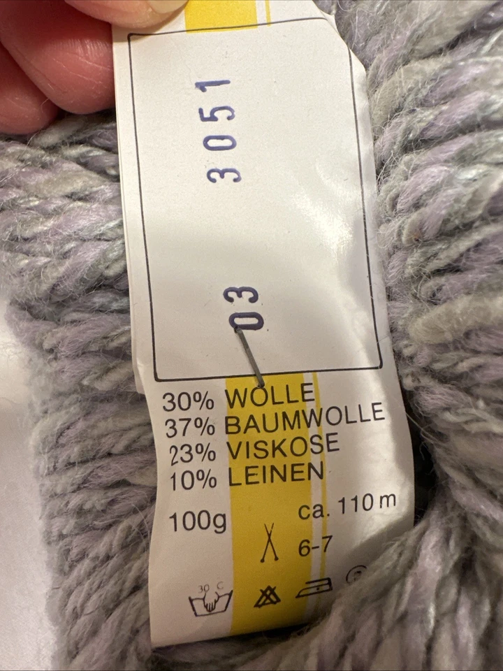 GGH Wool Cotton Linen Viscose Lot Of 5 Light Purple Gray Silver 110m/100g/skein - Image 2 of 3