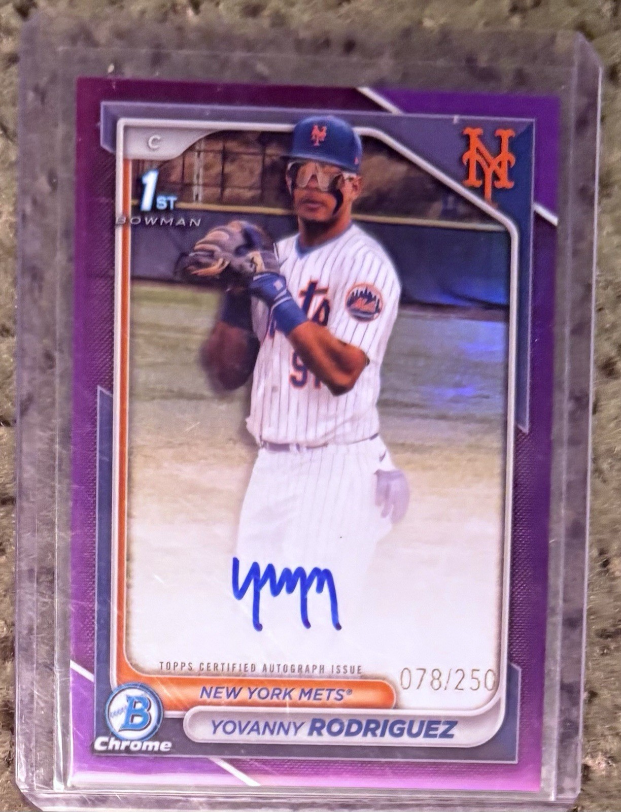 NY METS 🔥2024 YOVANNY RODRIGUEZ🔥1st Bowman Chrome Auto Purple Ref /250 RC