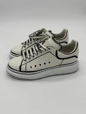 Alexander Mcqeen Sneakers White And Black Outline Size 40 
