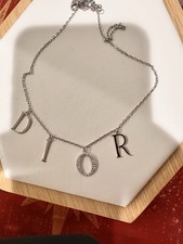 18KT.Solid White Gold Necklace with VS Clarity Round Diamonds 18" long, D.I.O.R.