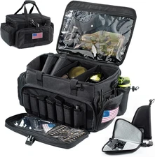Large Pistol Range Bag Shooting - Tactical Gun Range Bag with 3 Pistol Cases in 