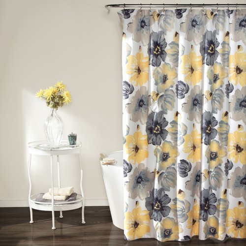 Leah Shower Curtain, 72"W x 78"L, Yellow & Gray