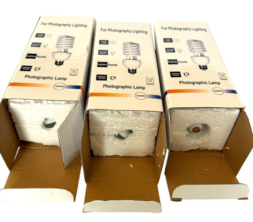 COWBOY STUDIO SPIRAL COMPACT FLUORESCENT BULB 3PC 110V 45W 5500K RoHS PHOTO LAMP