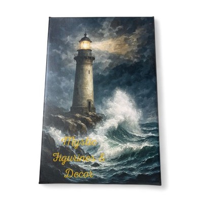 Leuchtturm Wächter Stürmische See Leinwandbild Leuchtfeuer der Hoffnung Maritim Wandbild A4