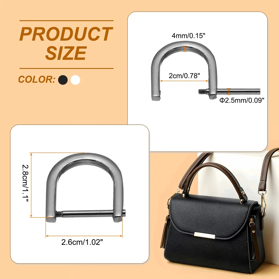 8 Piezas 13/16" Anillos en D Tornillo Grillete Herradura Forma de U Anillo en D Plateado/Negro Foto 2 de 4