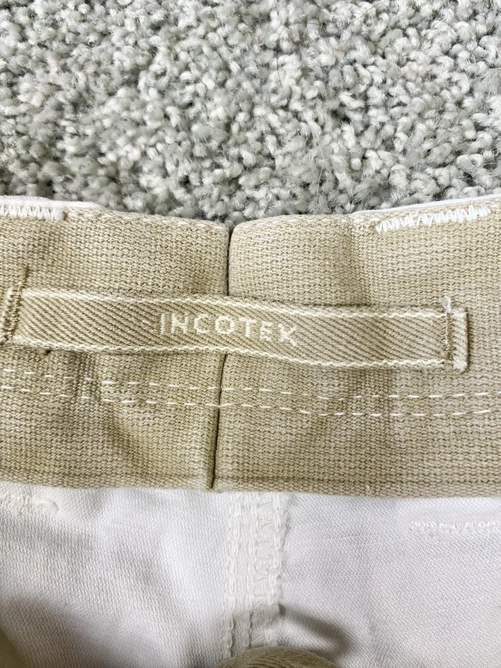 Pantalones Cortos Carga De Colección Incotex Para Hombres “Pantalones” Algodón Blanco Caqui Talla 30 Bolsillos Y2K Foto 3 de 4