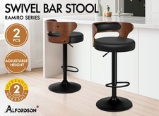 ALFORDSON 2x Bar Stool Swivel Wooden Backrest Gas Lift Dining Kitchen Pub Chair