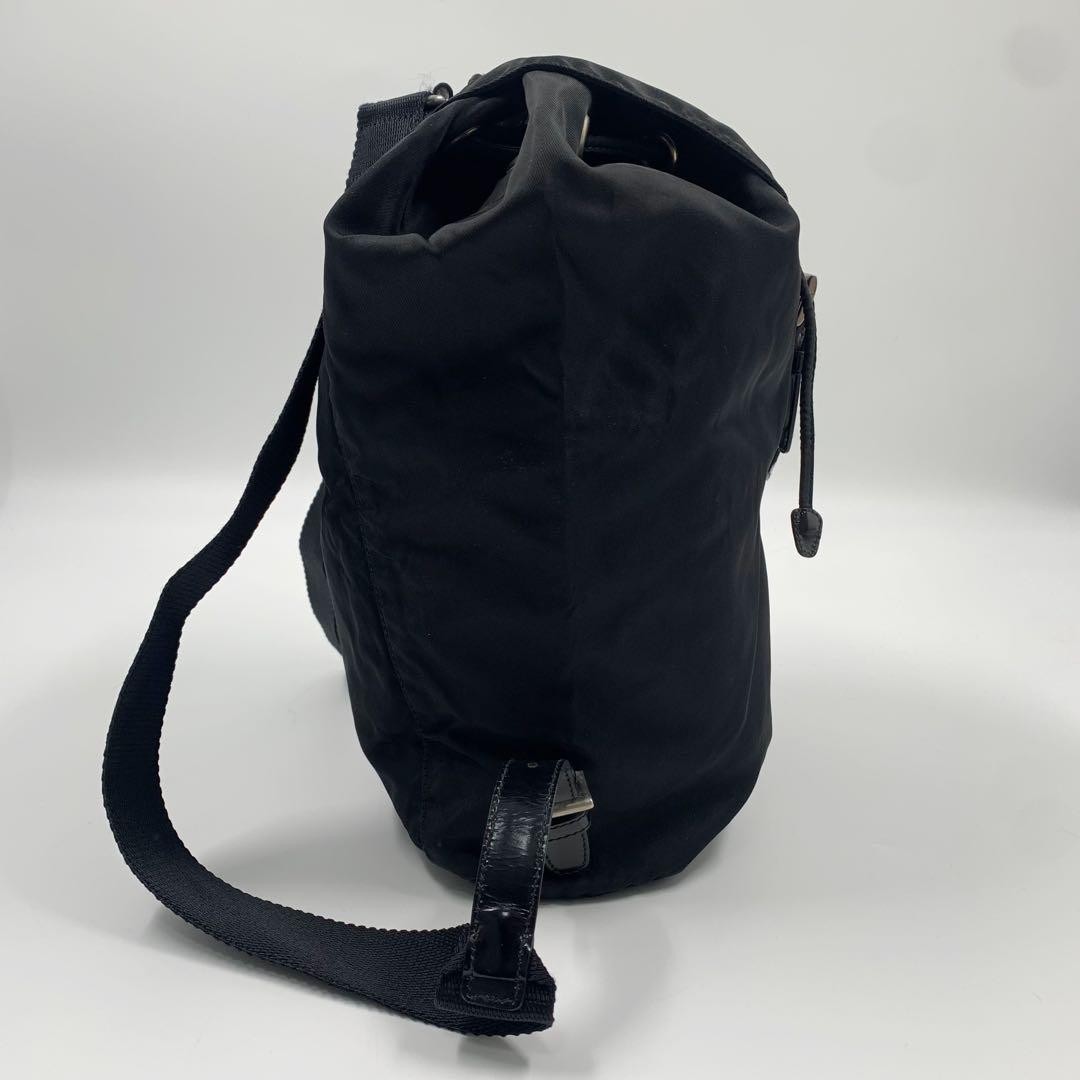 PRADA Nylon Drawstring Backpack Triangle Silver L… - image 4