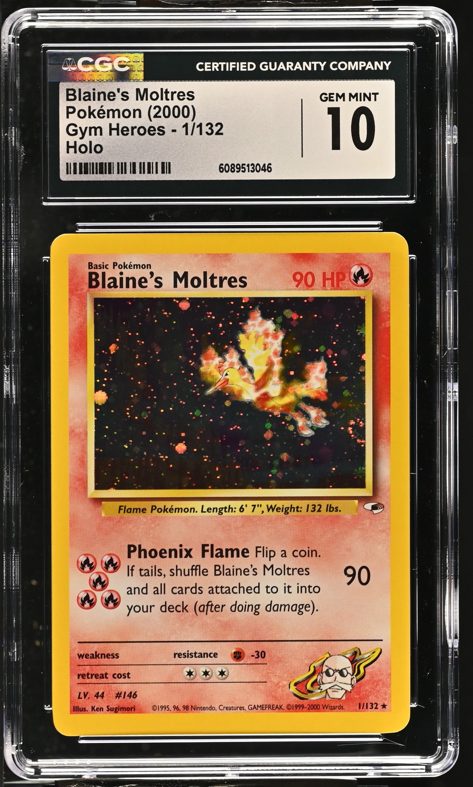 CGC 10 GEM MINT Blaine's Moltres 2000 Gym Heroes 1/132 Holo Pokemon Card