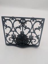 Vintage Dark Green Cast Iron Cookbook Stand Ornate Scroll Recipe Holder