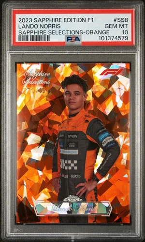 2023 Topps Chrome Formula 1 Sapphire Selections Lando Norris /25 Orange PSA 10 