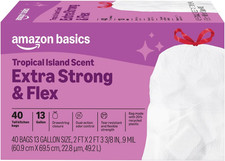 Extra Strong  Flex Tall Kitchen Drawstring Trash Bags, Tropical Island Scent, 1