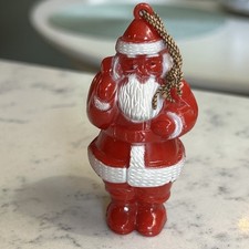 Antique c1930s-40s Plastic Santa Claus WITH RIBBON Christmas Figure Red/White